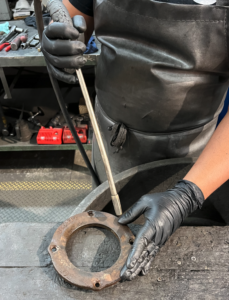 Technician Wearing Gloves While Working
